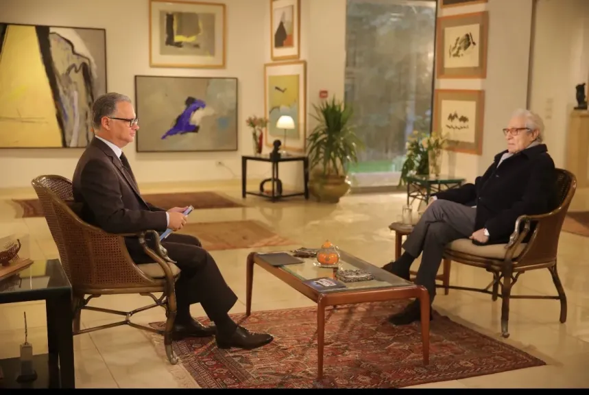 وزير الثقافة الأسبق فاروق حسنى والإعلامي شريف  عامر 