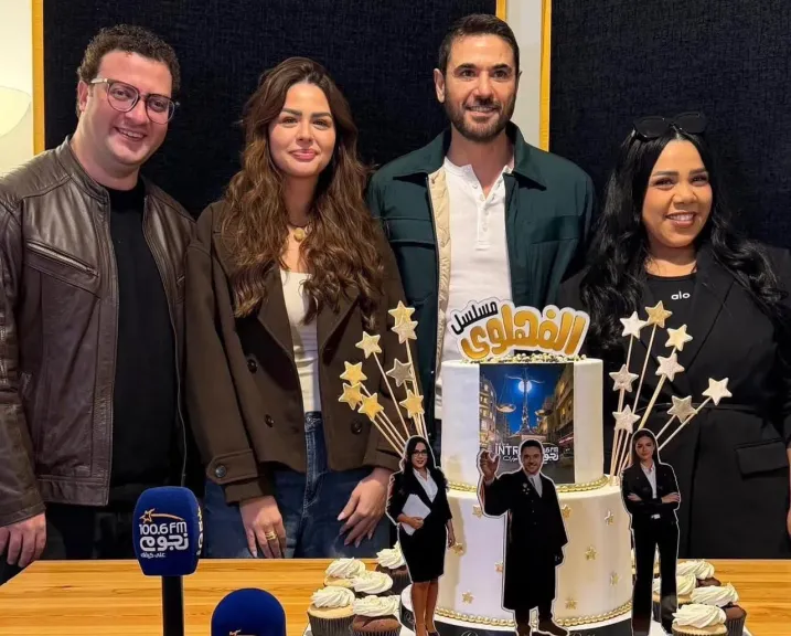 أحمد عز مع بطلات مسلسل الفهلوى 