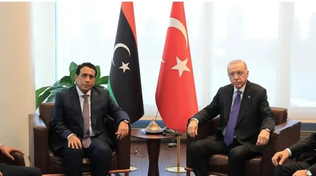 الرئيس التركى  أردوغان والمنفى رئيس المجلس الرئاسى الليبي 